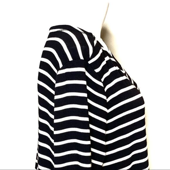 Caslon black and white striped 3/4 sleeve tunic top size L - Picture 7 of 14